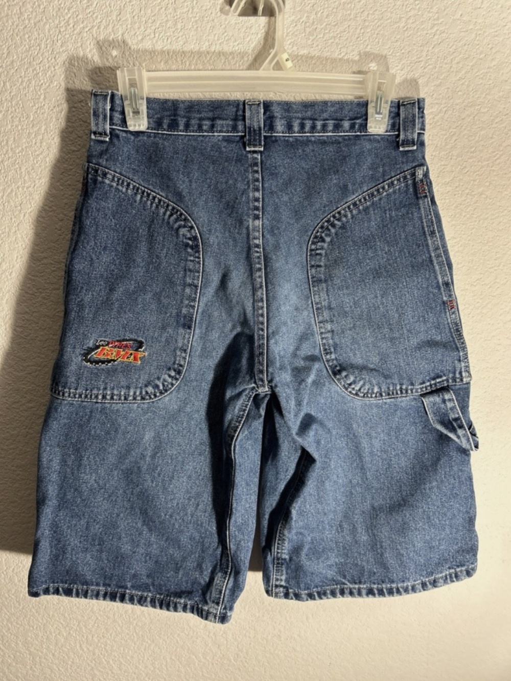 Vintage Lee Pipes BMX Embroidered Baggy JNCO-Style Jean Shorts Denim 29" Waist